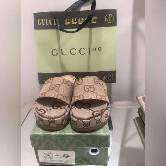 Monogram Jumbo GG Brown Slide Sandals SIZE 39 - Picture 2 of 7